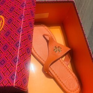 Tory Burch Vibrant Orange Slide Sandals